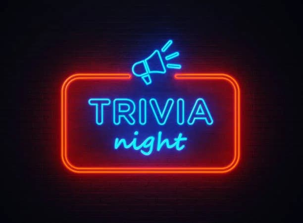 Generic stock atmosphere: a neon Trivia Night sign, not this event or venue